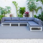 Chelsea 6-Piece Patio Sectional Weathered Grey Aluminum, Blue, CSWGR-6BU