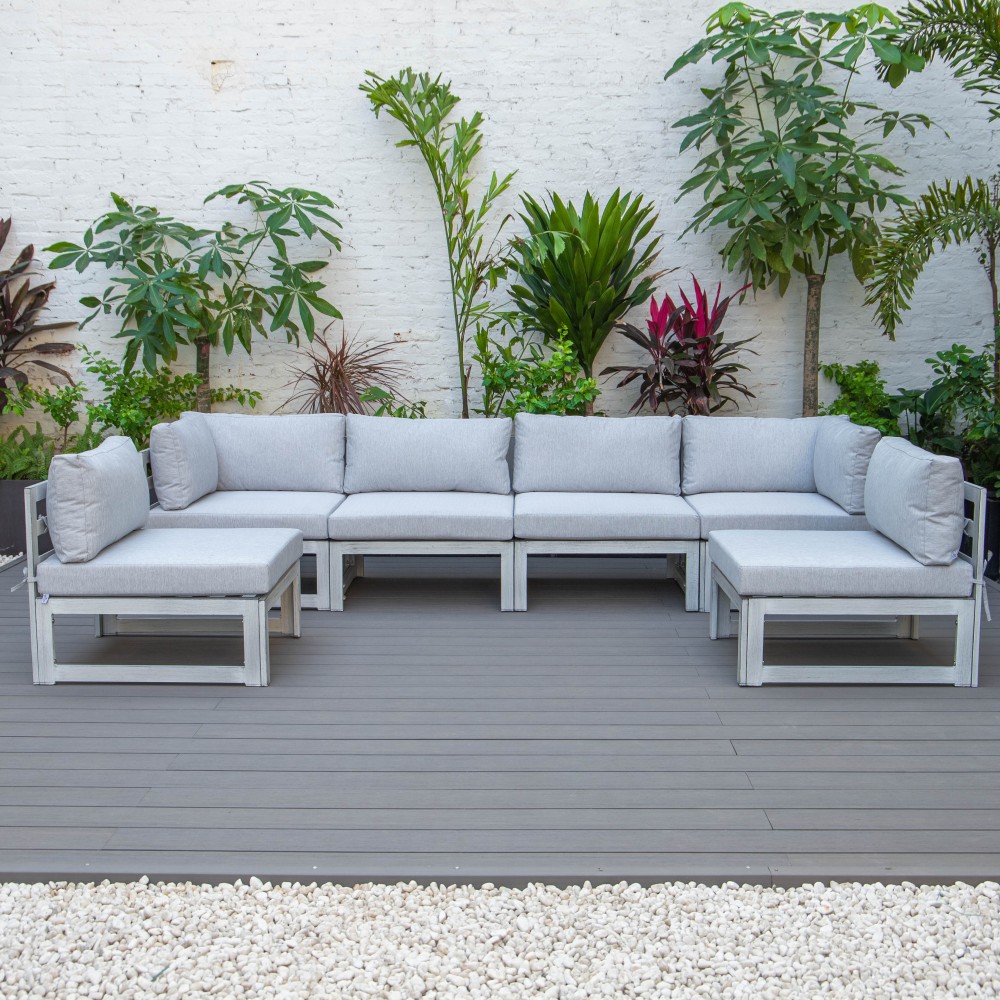 Chelsea 6-Piece Patio Sectional Weathered Grey Aluminum, Light Grey, CSWGR-6LGR