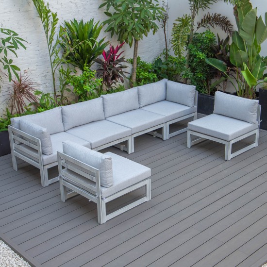 Chelsea 6-Piece Patio Sectional Weathered Grey Aluminum, Light Grey, CSWGR-6LGR