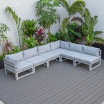 Chelsea 6-Piece Patio Sectional Weathered Grey Aluminum, Light Grey, CSWGR-6LGR