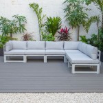 Chelsea 6-Piece Patio Sectional Weathered Grey Aluminum, Light Grey, CSWGR-6LGR