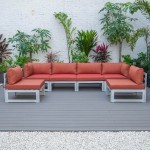 Chelsea 6-Piece Patio Sectional Weathered Grey Aluminum, Orange, CSWGR-6OR