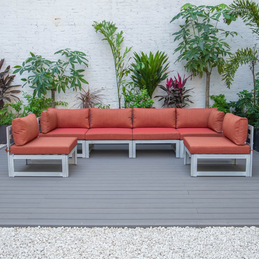 Chelsea 6-Piece Patio Sectional Weathered Grey Aluminum, Orange, CSWGR-6OR Chelsea 6-Piece Patio Sectional Weathered Grey Aluminum, Orange, CSWGR-6OR