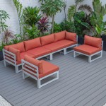 Chelsea 6-Piece Patio Sectional Weathered Grey Aluminum, Orange, CSWGR-6OR