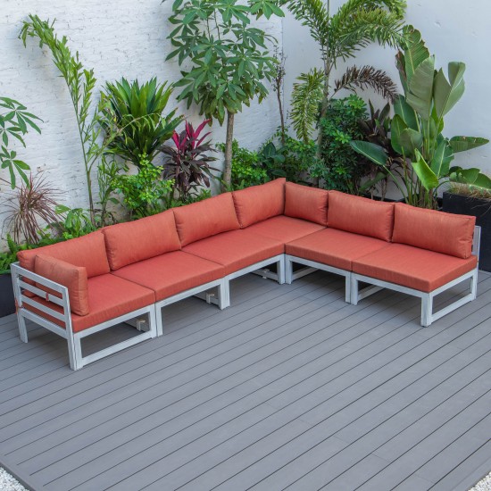 Chelsea 6-Piece Patio Sectional Weathered Grey Aluminum, Orange, CSWGR-6OR