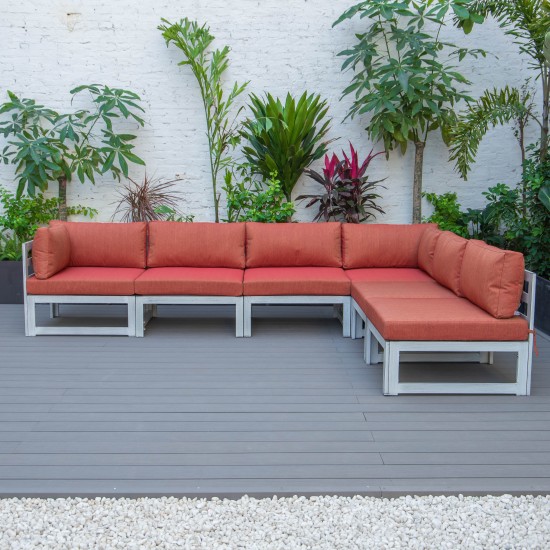 Chelsea 6-Piece Patio Sectional Weathered Grey Aluminum, Orange, CSWGR-6OR