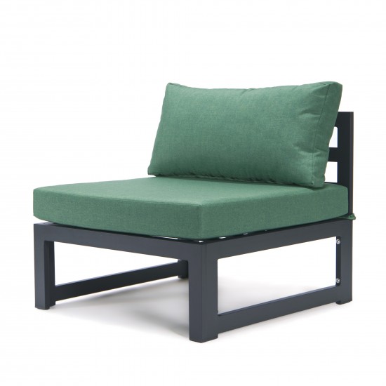 Chelsea 4-Piece Middle Patio Chairs Black Aluminum, Cushions, Green, CSBL-4G