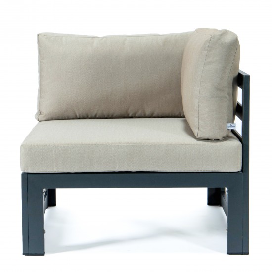 Chelsea 2-Piece Sectional Loveseat Black Aluminum, Cushions, Beige, CSCBL-2BG