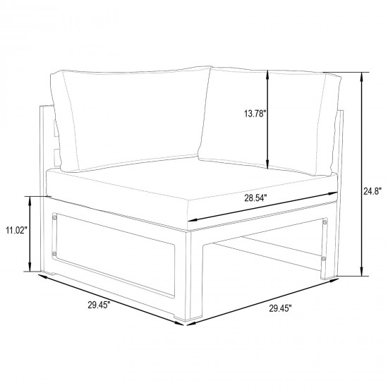 Chelsea 2-Piece Sectional Loveseat Black Aluminum, Light Grey, CSCBL-2LGR