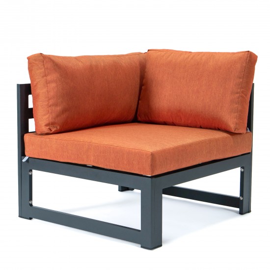 Chelsea 2-Piece Sectional Loveseat Black Aluminum, Cushions, Orange, CSCBL-2OR