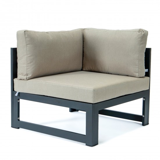 3-Pc Sectional Loveseat & Coffee Table Set Black Aluminum, Beige, CSTCBL-2BG