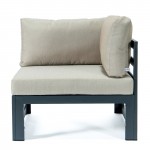 3-Pc Sectional Loveseat & Coffee Table Set Black Aluminum, Beige, CSTCBL-2BG