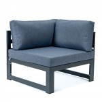 3-Pc Sectional Loveseat & Coffee Table Set Black Aluminum, Blue, CSTCBL-2BU