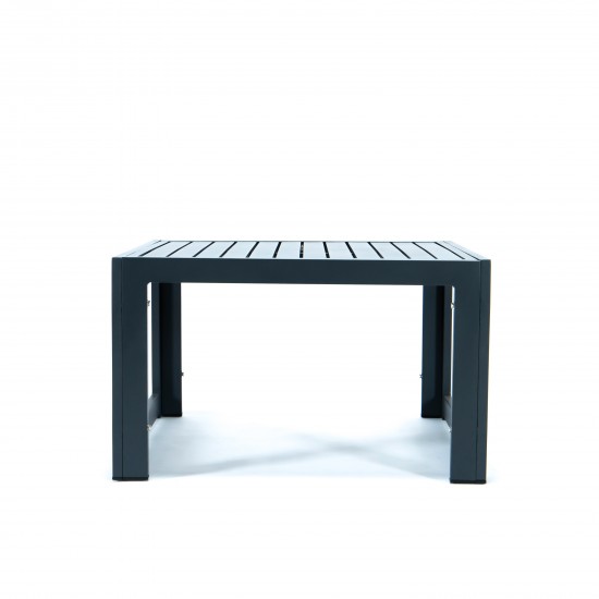 Chelsea 7-Pc Patio Sectional & Coffee Table Set Black Aluminum, Black, CSTBL-7BL