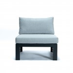 7-Pc Patio Sectional & Coffee Table Set Black Aluminum, Light Grey, CSTBL-7LGR