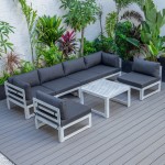 7-Pc Patio Sectional & Coffee Table Set Weathered Grey Aluminum Black CSTWGR-7BL