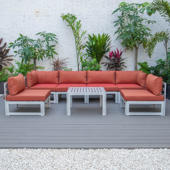 7-Pc Patio Sectional & Coffee Table Set Grey Aluminum Orange CSTWGR-7OR