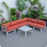 7-Pc Patio Sectional & Coffee Table Set Grey Aluminum Orange CSTWGR-7OR