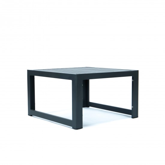 LeisureMod Chelsea Patio Coffee Table With Black Aluminum, Black, CT30BL