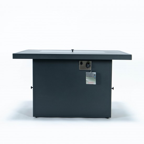 Chelsea 7-Pc Patio Sectional And Fire Pit Table Black Aluminum, Blue, CSFBL-7BU