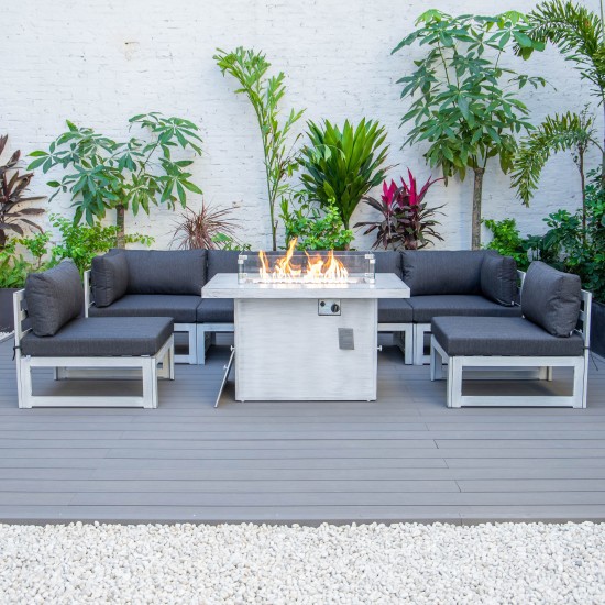 7-Pc Patio Sectional & Fire Pit Table Weathered Grey Aluminum, Black, CSFWGR-7BL