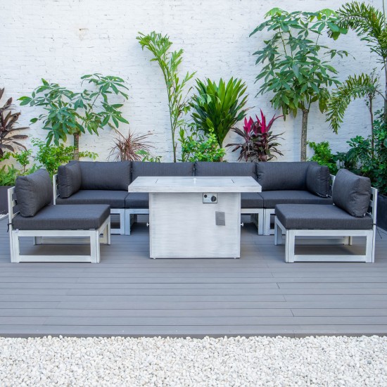 7-Pc Patio Sectional & Fire Pit Table Weathered Grey Aluminum, Black, CSFWGR-7BL