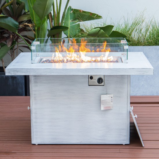 7-Pc Patio Sectional & Fire Pit Table Weathered Grey Aluminum Orange CSFWGR-7OR