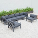 Chelsea 6-Piece Patio Armchair Sectional Black Aluminum, Black, CSARBL-6BL