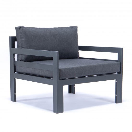 7Pc Patio Armchair Sectional & Coffee Table Set Black Aluminum Black CSTARBL-7BL