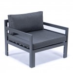 Outdoor Patio Black Aluminum Armchairs, Cushions Set Of 2, Black, CSAR30BL2