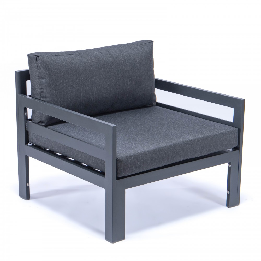 Outdoor Patio Black Aluminum Armchairs, Cushions Set Of 2, Black, CSAR30BL2 Outdoor Patio Black Aluminum Armchairs, Cushions Set Of 2, Black, CSAR30BL2
