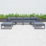 Chelsea 6-Piece Patio Ottoman Sectional Black Aluminum, Black, CSOBL-6BL