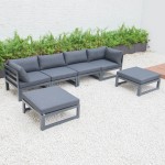 Chelsea 6-Piece Patio Ottoman Sectional Black Aluminum, Black, CSOBL-6BL