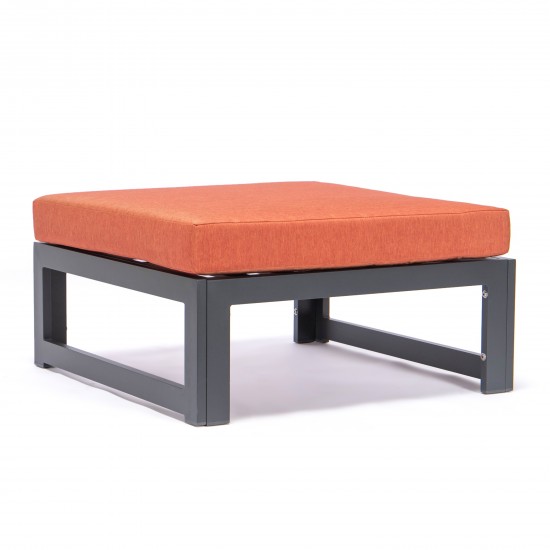 Chelsea 6-Piece Patio Ottoman Sectional Black Aluminum, Orange, CSOBL-6OR