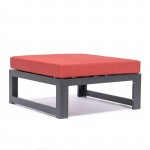 Chelsea 6-Piece Patio Ottoman Sectional Black Aluminum, Cushions, Red, CSOBL-6R