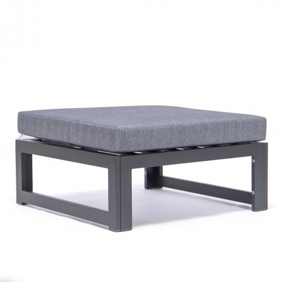 7-Pc Patio Ottoman Sectional & Coffee Table Set Black Aluminum, Blue, CSTOBL-7BU
