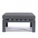 Outdoor Patio Black Aluminum Ottomans, Cushions Set Of 2, Black, CSO30BL2