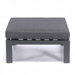 Outdoor Patio Black Aluminum Ottomans, Cushions Set Of 2, Black, CSO30BL2