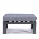 Chelsea Outdoor Patio Black Aluminum Ottomans, Cushions Set Of 2, Blue, CSO30BU2
