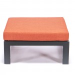 Outdoor Patio Black Aluminum Ottomans, Cushions Set Of 2, Orange, CSO30OR2