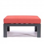 Chelsea Outdoor Patio Black Aluminum Ottomans, Cushions Set Of 2, Red, CSO30R2