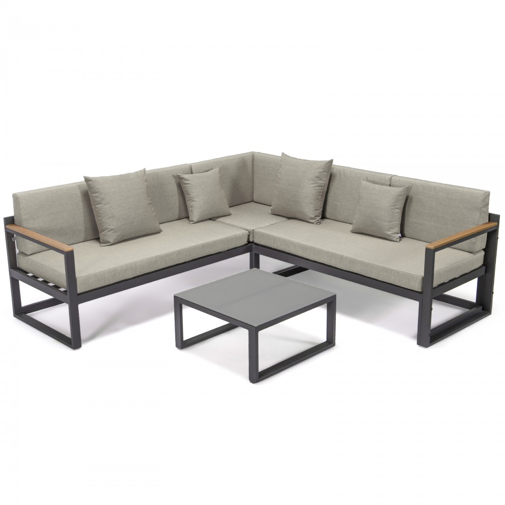 Chelsea Black Sectional, Adjustable Headrest & Coffee Table, Beige, CSLBL-80BG