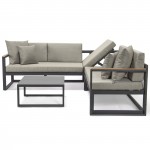 Chelsea Black Sectional, Adjustable Headrest & Coffee Table, Beige, CSLBL-80BG