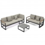 Chelsea Black Sectional, Adjustable Headrest & Coffee Table, Beige, CSLBL-80BG