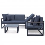 Chelsea Black Sectional, Adjustable Headrest & Coffee Table, Blue, CSLBL-80BU