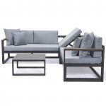 Black Sectional, Adjustable Headrest & Coffee Table, Light Grey, CSLBL-80LGR