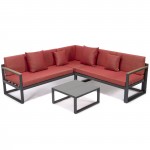 Chelsea Black Sectional, Adjustable Headrest & Coffee Table, Red, CSLBL-80R