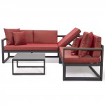 Chelsea Black Sectional, Adjustable Headrest & Coffee Table, Red, CSLBL-80R