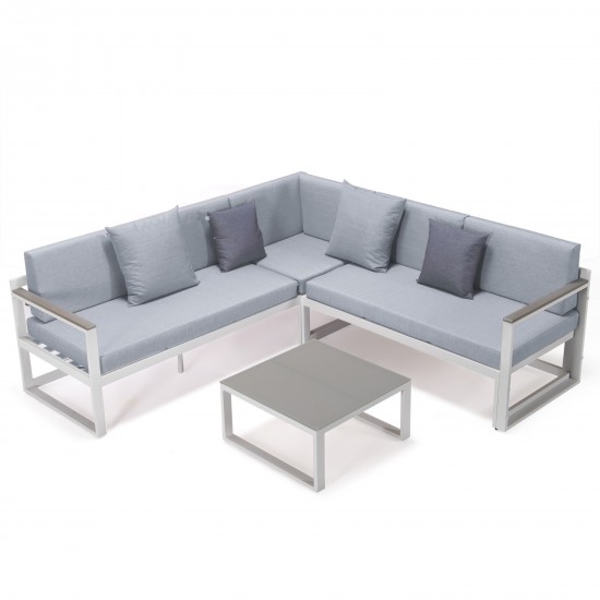 White Sectional Adjustable Headrest & Coffee Table Two Tone Grey CSLW-80LGR-BU