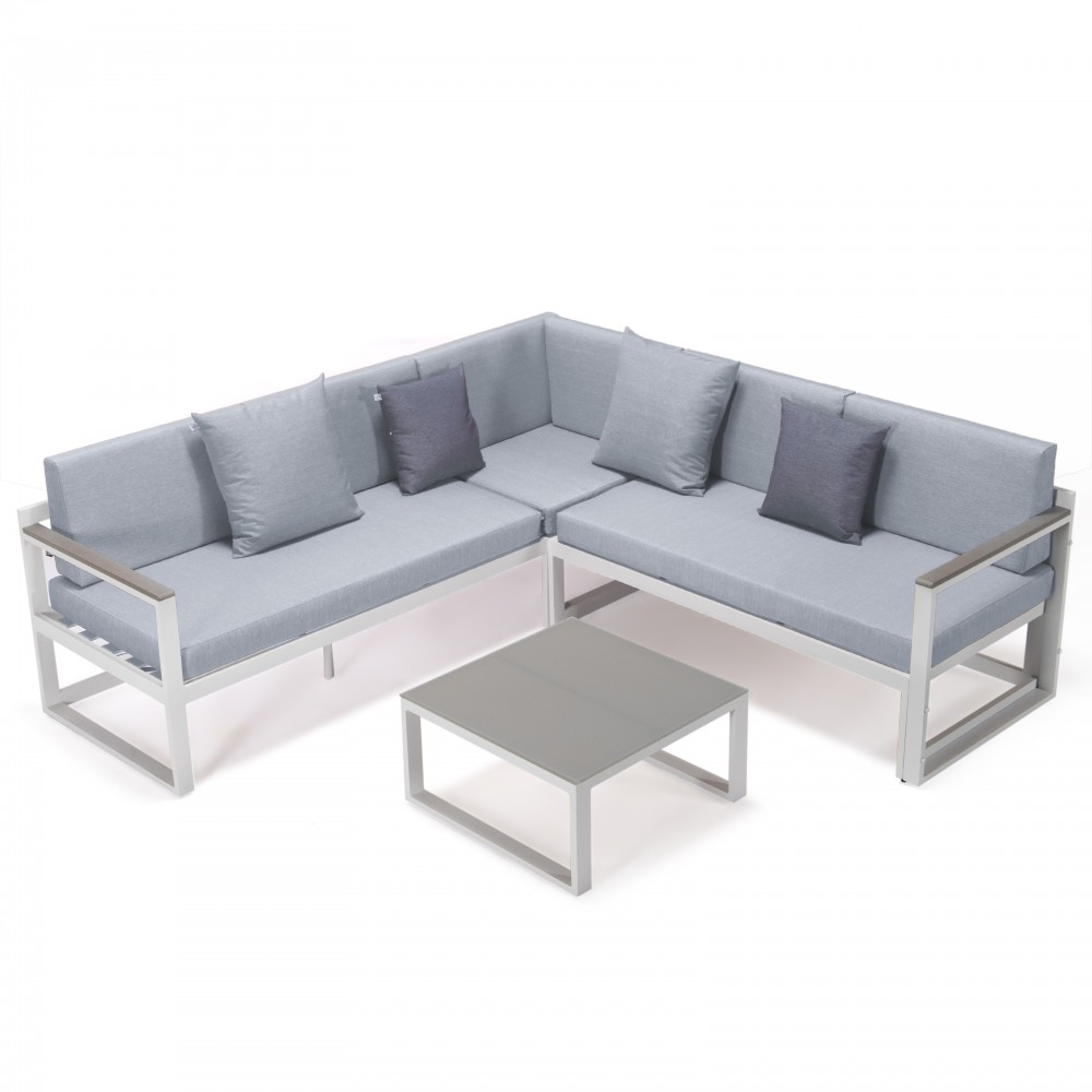 White Sectional Adjustable Headrest & Coffee Table Two Tone Grey CSLW-80LGR-BU White Sectional Adjustable Headrest & Coffee Table Two Tone Grey CSLW-80LGR-BU